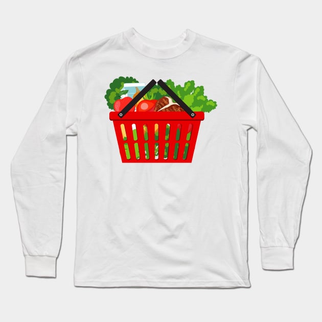 Food Delivery Basket Long Sleeve T-Shirt by SWON Design